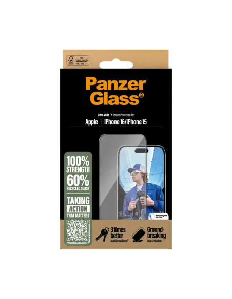PanzerGlass ® Screen Protector iPhone 16 | 15 | Ultra-Wide Fit Protector de pantalla Apple 1 pieza(s)