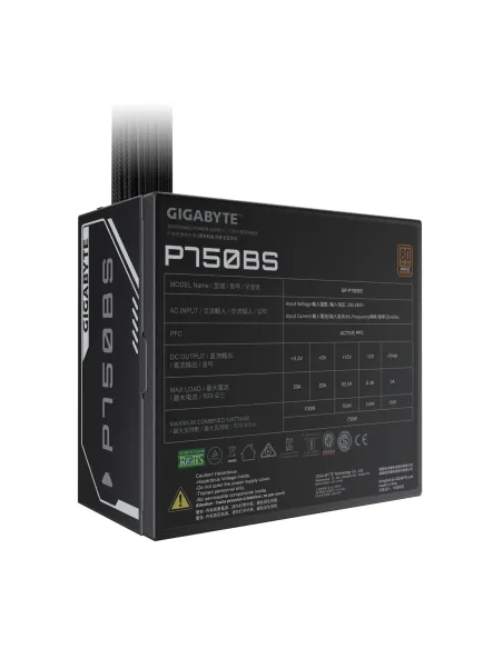 GIGABYTE P750BS Fuente de Alimentación - PCI-E 6+2 Pin x 4, 80 PLUS Bronze, Ventilador de 120 mm, Compatible con ATX, Enchufe EU