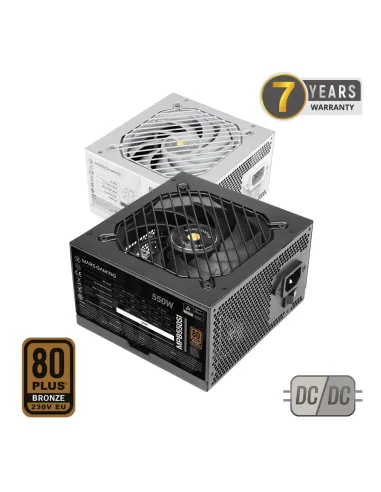 Mars Gaming MPB550SI, Fuente Alimentación PC ATX 550W, 7 Años Garantía, 80Plus Bronze 230V, 90% Eficiencia, Ventilador SI