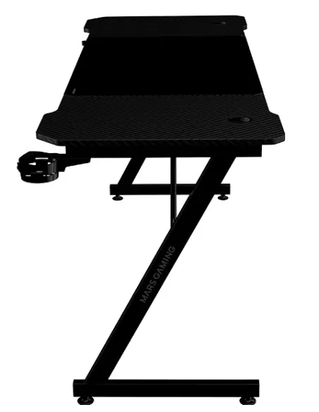 Mars Gaming MGD-X160, Mesa Gaming Ergonómica, Superficie en Fibra de Carbono, Estructura Metálica, Alfombrilla XXL, Soporte