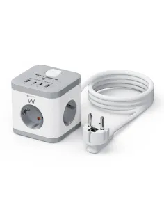 Ewent EW3863 base múltiple 1,5 m 3 salidas AC Interior Gris, Blanco