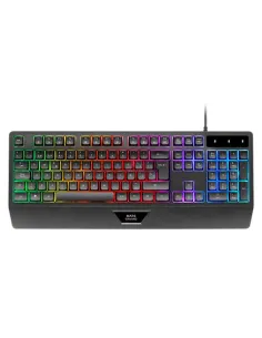 Mars Gaming MK124, Teclado Ergonómico H-Mech, Reposamuñecas Integrado, Iluminación FRGB Rainbow, Teclado Gaming Antighosting
