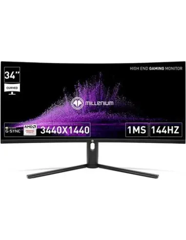 MONITOR GAM MILLENIUM 34" CURVO FHD,IPS, 144hz,3440x1440,1ms,HDMI,Display Port,21:9, BLACK