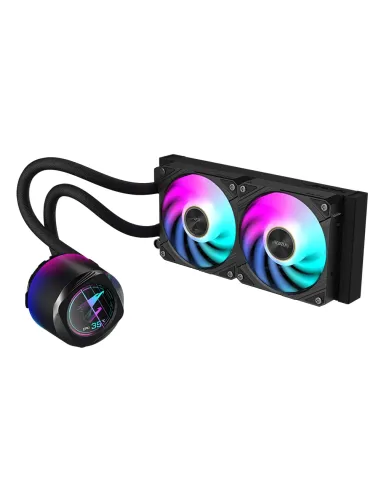 GIGABYTE AORUS WATERFORCE X II 240 Refrigerador de CPU líquido AIO - 2x ventiladores ARGB de 120 mm, pantalla LCD a todo color,