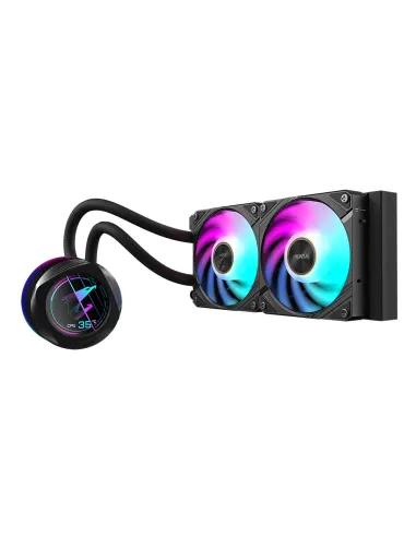 GIGABYTE AORUS WATERFORCE X II 240 Refrigerador de CPU líquido AIO - 2x ventiladores ARGB de 120 mm, pantalla LCD a todo color,