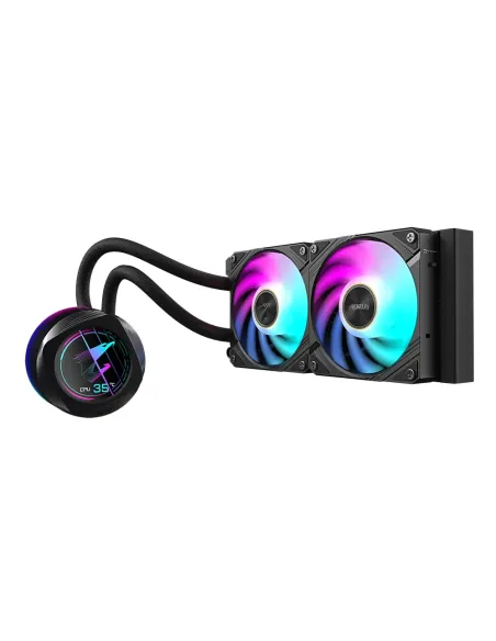 GIGABYTE AORUS WATERFORCE X II 240 Refrigerador de CPU líquido AIO - 2x ventiladores ARGB de 120 mm, pantalla LCD a todo color,