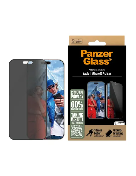 PanzerGlass ® Privacy Screen Protector iPhone 16 Pro Max | Ultra-Wide Fit Protector de pantalla Apple 1 pieza(s)