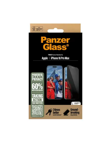 PanzerGlass ® Privacy Screen Protector iPhone 16 Pro Max | Ultra-Wide Fit Protector de pantalla Apple 1 pieza(s)