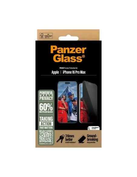 PanzerGlass ® Privacy Screen Protector iPhone 16 Pro Max | Ultra-Wide Fit Protector de pantalla Apple 1 pieza(s)