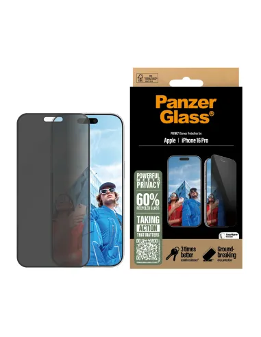 PanzerGlass ® Privacy Screen Protector iPhone 16 Pro | Ultra-Wide Fit Protector de pantalla Apple 1 pieza(s)