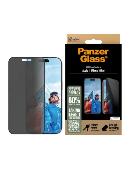PanzerGlass ® Privacy Screen Protector iPhone 16 Pro | Ultra-Wide Fit Protector de pantalla Apple 1 pieza(s)
