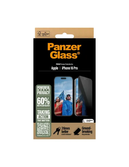 PanzerGlass ® Privacy Screen Protector iPhone 16 Pro | Ultra-Wide Fit Protector de pantalla Apple 1 pieza(s)