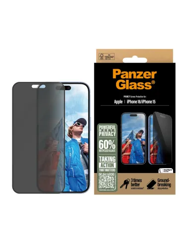 PanzerGlass ® Privacy Screen Protector iPhone 16 | 15 | Ultra-Wide Fit Protector de pantalla Apple 1 pieza(s)