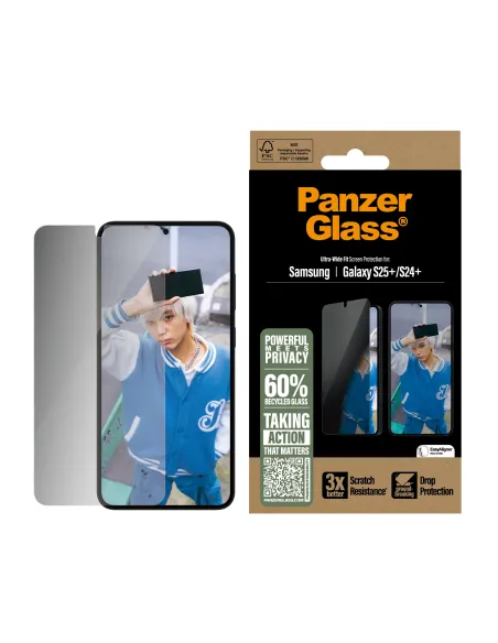 PanzerGlass ® Privacy Screen Protector Samsung Galaxy S25+ | S24+ | Ultra-Wide Fit Protector de pantalla 1 pieza(s)