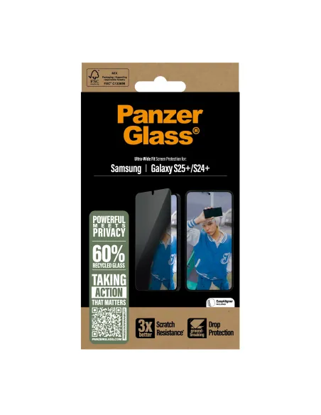 PanzerGlass ® Privacy Screen Protector Samsung Galaxy S25+ | S24+ | Ultra-Wide Fit Protector de pantalla 1 pieza(s)