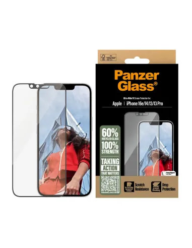 PanzerGlass ® Screen Protector iPhone 16e | 14 | 13 | 13 Pro | Ultra-Wide Fit w. Aligner Protector de pantalla Apple 1 pieza(s)