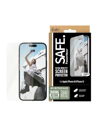 PanzerGlass SAFE. by ® Screen Protector iPhone 16 | 15 | Ultra-Wide Fit Protector de pantalla Apple 1 pieza(s)