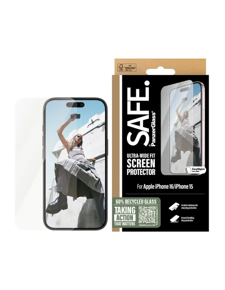 PanzerGlass SAFE. by ® Screen Protector iPhone 16 | 15 | Ultra-Wide Fit Protector de pantalla Apple 1 pieza(s)