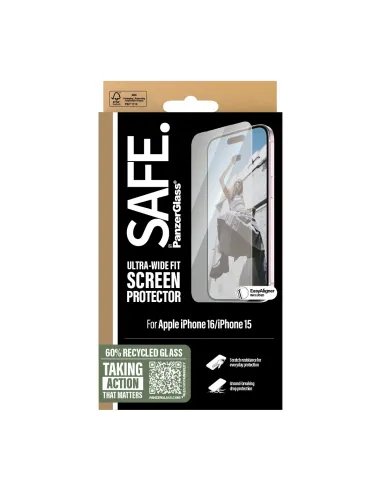 PanzerGlass SAFE. by ® Screen Protector iPhone 16 | 15 | Ultra-Wide Fit Protector de pantalla Apple 1 pieza(s)