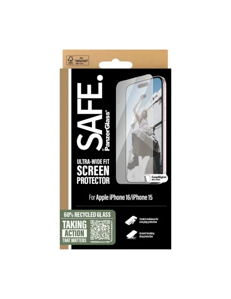 PanzerGlass SAFE. by ® Screen Protector iPhone 16 | 15 | Ultra-Wide Fit Protector de pantalla Apple 1 pieza(s)