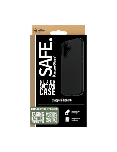 PanzerGlass SAFE. by ® TPU Case Black iPhone 16 funda para teléfono móvil Negro
