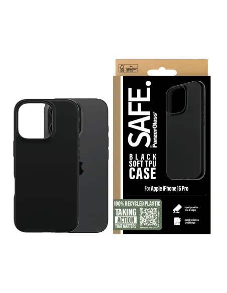 PanzerGlass SAFE. by ® TPU Case Black iPhone 16 Pro funda para teléfono móvil Negro