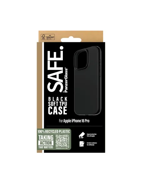 PanzerGlass SAFE. by ® TPU Case Black iPhone 16 Pro funda para teléfono móvil Negro