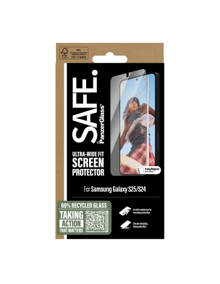 PanzerGlass SAFE. by ® Screen Protector Samsung Galaxy S25 | S24 | Ultra-Wide Fit w. Aligner Protector de pantalla 1 pieza(s)