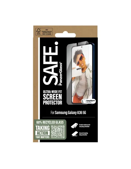PanzerGlass SAFE. by ® Screen Protector Samsung Galaxy A36 5G | Ultra-Wide Fit w. Aligner Protector de pantalla 1 pieza(s)