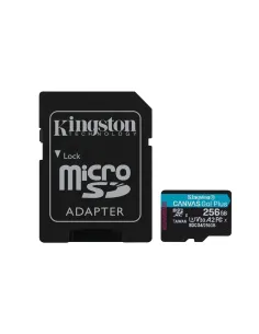 Kingston Technology Tarjeta microSDXC Canvas Go Plus Gen4 de 256 GB, 200 MB s, A2 U3 V30 y adaptador