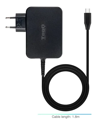 TooQ Cargador de portátil GAN USB-C PD 100W, Negro