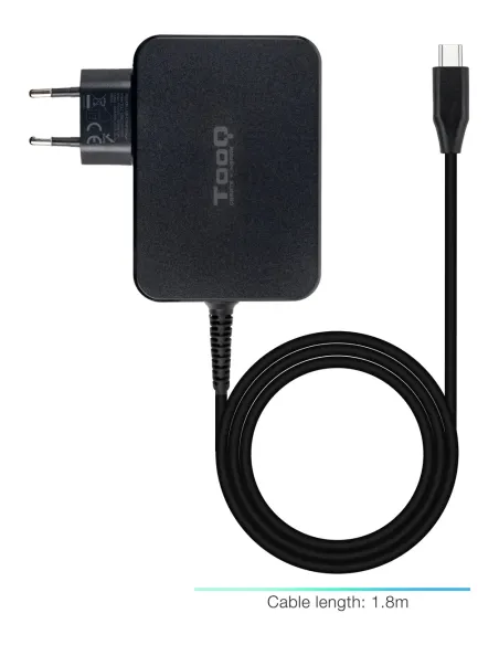 TooQ Cargador de portátil GAN USB-C PD 100W, Negro