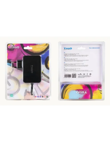 TooQ Cargador de portátil GAN USB-C PD 100W, Negro
