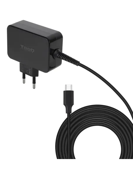 TooQ Cargador de portátil GAN USB-C PD 45W, Negro