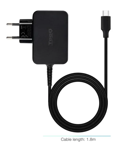 TooQ Cargador de portátil GAN USB-C PD 45W, Negro