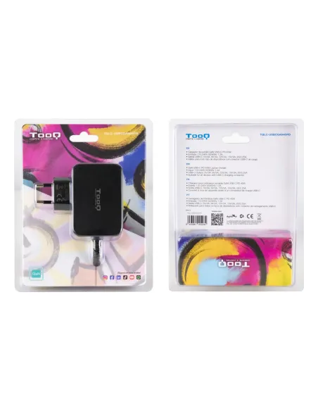 TooQ Cargador de portátil GAN USB-C PD 45W, Negro