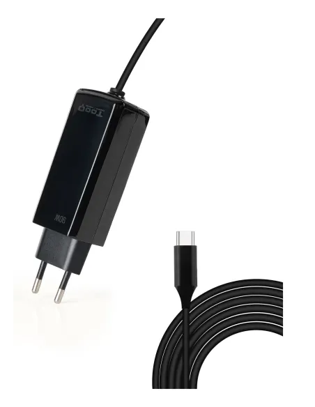 TooQ Cargador de portátil GAN USB-C PD 90W, Negro