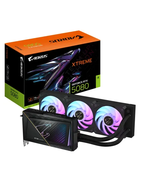 GIGABYTE AORUS GeForce RTX 5080 XTREME WATERFORCE 16G Tarjeta Gráfica - 16GB GDDR7, 256 bits, PCI-E 5.0, 2805MHz Core Clock, 3