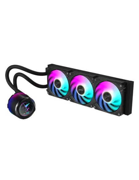 GIGABYTE AORUS WATERFORCE X II 360 Refrigerador de CPU líquido AIO - 3x ventiladores ARGB de 120 mm, pantalla LCD a todo color,