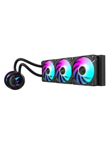 GIGABYTE AORUS WATERFORCE X II 360 Refrigerador de CPU líquido AIO - 3x ventiladores ARGB de 120 mm, pantalla LCD a todo color,