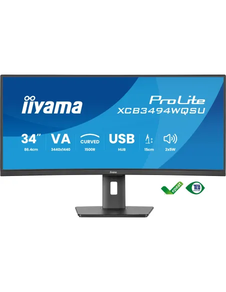 iiyama ProLite XCB3494WQSU-B1 pantalla para PC 86,4 cm (34") 3440 x 1440 Pixeles UltraWide Quad HD LED Negro