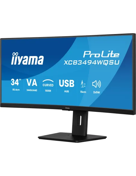 iiyama ProLite XCB3494WQSU-B1 pantalla para PC 86,4 cm (34") 3440 x 1440 Pixeles UltraWide Quad HD LED Negro