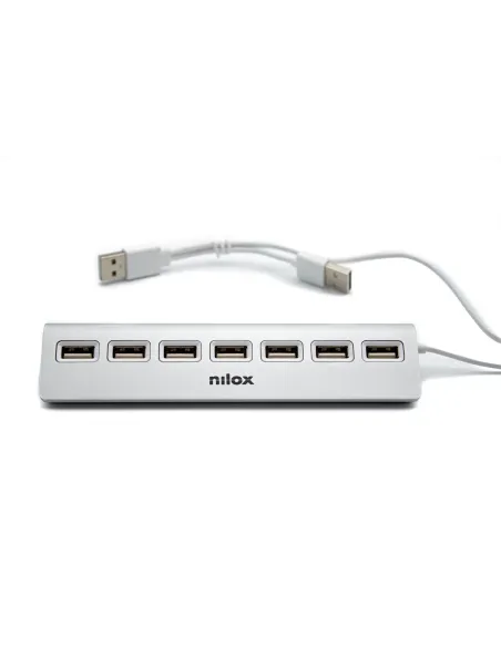 Nilox HUB sobremesa de aluminio con 7 puertos USB 2.0