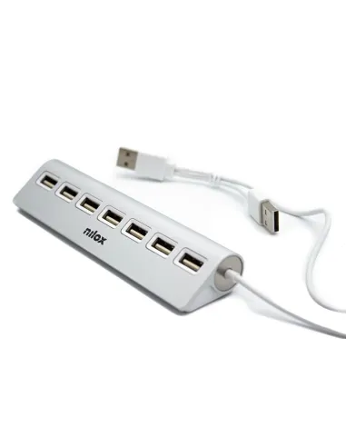 Nilox HUB sobremesa de aluminio con 7 puertos USB 2.0
