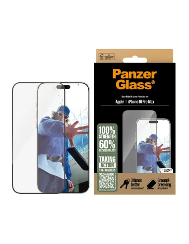 PanzerGlass ® Screen Protector iPhone 16 Pro Max | Ultra-Wide Fit Protector de pantalla Apple 1 pieza(s)