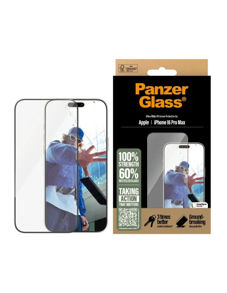 PanzerGlass ® Screen Protector iPhone 16 Pro Max | Ultra-Wide Fit Protector de pantalla Apple 1 pieza(s)