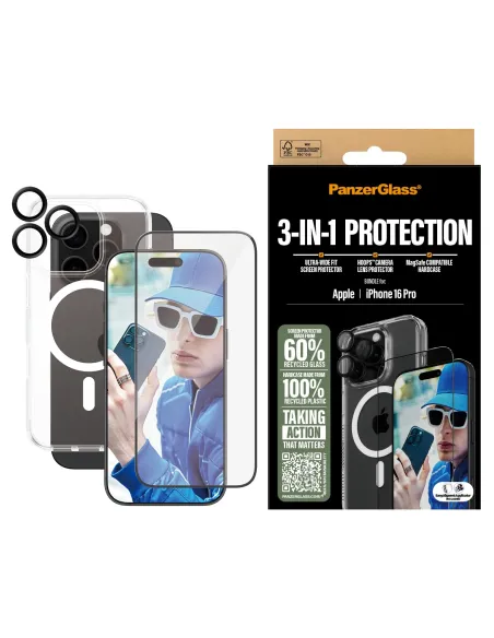 PanzerGlass ® 3-in-1 Protection Bundle iPhone 16 Pro Protector de pantalla Apple 1 pieza(s)