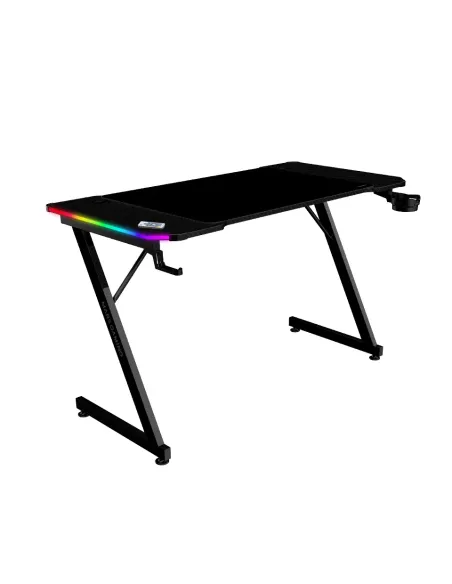 Mars Gaming MGD-X120RGB, Mesa Gaming Ergonómica, Iluminación ARGB con Mando, Fibra de Carbono, Alfombrilla XXL, Soporte