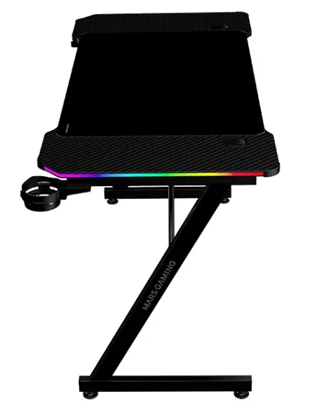 Mars Gaming MGD-X120RGB, Mesa Gaming Ergonómica, Iluminación ARGB con Mando, Fibra de Carbono, Alfombrilla XXL, Soporte
