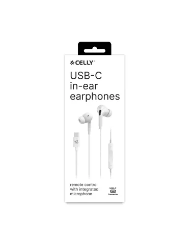 Celly UP1200TYPECWH auricular y casco Auriculares Alámbrico Dentro de oído Llamadas Música USB Tipo C Blanco
